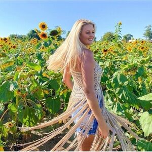 Boho Tan Crochet Strapless Top